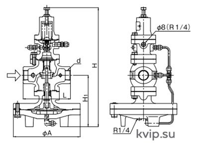 Схема резьбового соединения YOSHITAKE GP-2000 Клапана редукционного пилотного типа